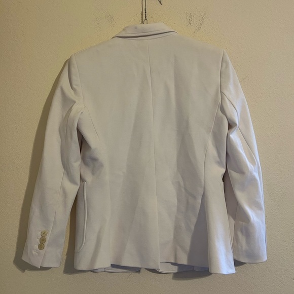 Theory Cotton Blend Blazer Lined Women’s Sz 8 White Button Up Collar Business - Picture 2 of 11